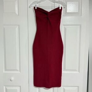 Brugendy Bodycon Strapless Dress